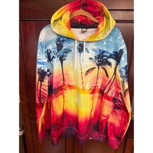 Into the Am Tropical Sunset Beach Palm Tree Hoodie Size L